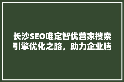 长沙SEO唯定智优营家搜索引擎优化之路，助力企业腾飞