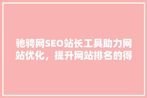 驰骋网SEO站长工具助力网站优化，提升网站排名的得力助手