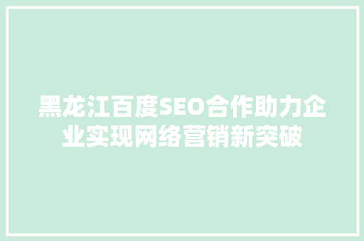 黑龙江百度SEO合作助力企业实现网络营销新突破