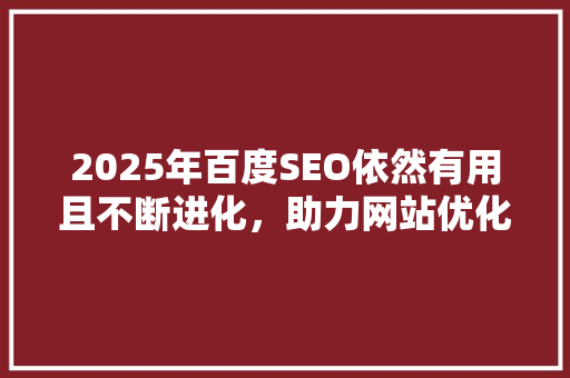 2025年百度SEO依然有用且不断进化，助力网站优化之路