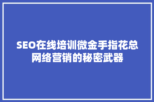SEO在线培训微金手指花总网络营销的秘密武器