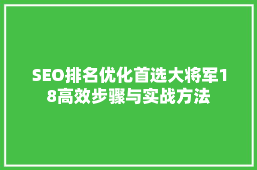 SEO排名优化首选大将军18高效步骤与实战方法