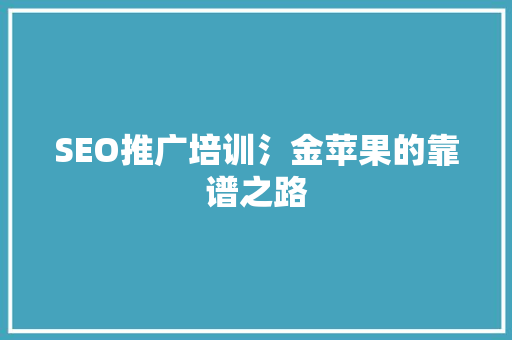 SEO推广培训氵金苹果的靠谱之路