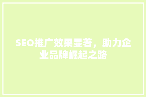 SEO推广效果显著，助力企业品牌崛起之路