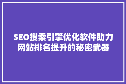 SEO搜索引擎优化软件助力网站排名提升的秘密武器