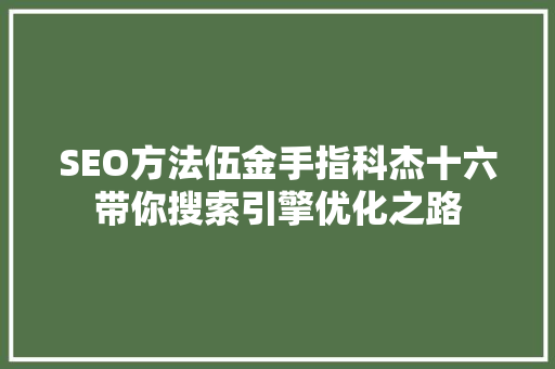 SEO方法伍金手指科杰十六带你搜索引擎优化之路