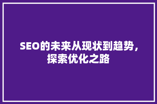 SEO的未来从现状到趋势，探索优化之路