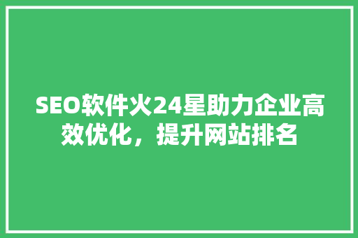 SEO软件火24星助力企业高效优化，提升网站排名