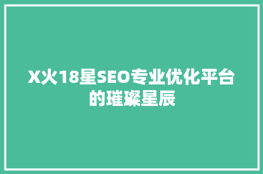 X火18星SEO专业优化平台的璀璨星辰