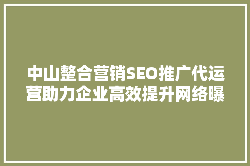 中山整合营销SEO推广代运营助力企业高效提升网络曝光度