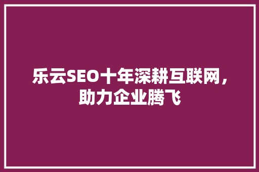 乐云SEO十年深耕互联网，助力企业腾飞