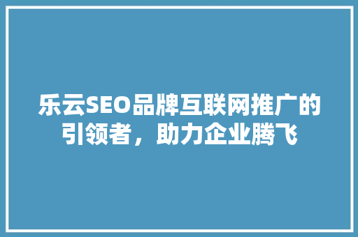 乐云SEO品牌互联网推广的引领者，助力企业腾飞