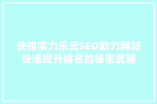 快排实力乐云SEO助力网站快速提升排名的秘密武器