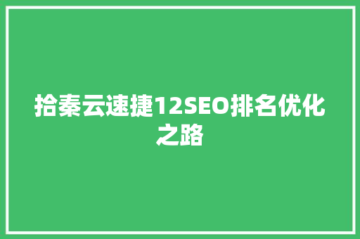 拾秦云速捷12SEO排名优化之路