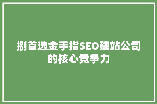 捌首选金手指SEO建站公司的核心竞争力