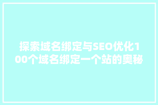 探索域名绑定与SEO优化100个域名绑定一个站的奥秘