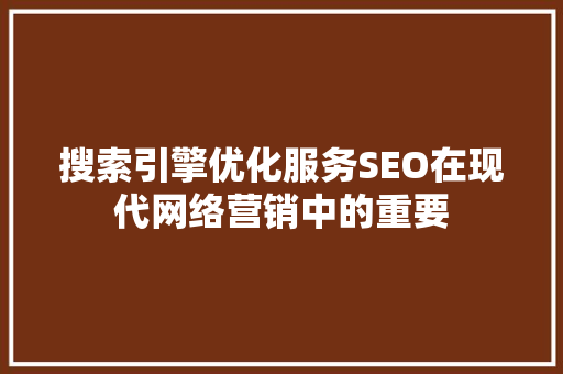搜索引擎优化服务SEO在现代网络营销中的重要