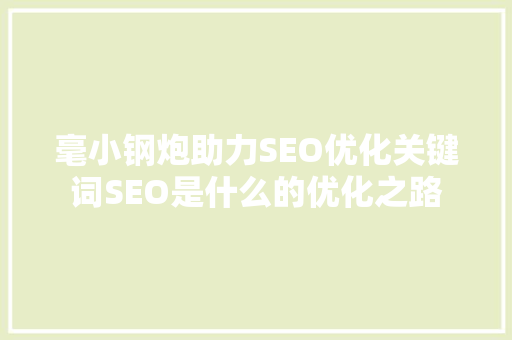 毫小钢炮助力SEO优化关键词SEO是什么的优化之路