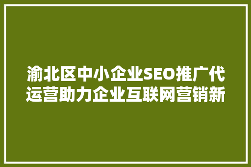 渝北区中小企业SEO推广代运营助力企业互联网营销新篇章
