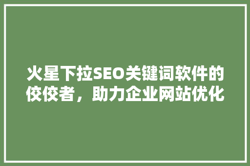火星下拉SEO关键词软件的佼佼者，助力企业网站优化
