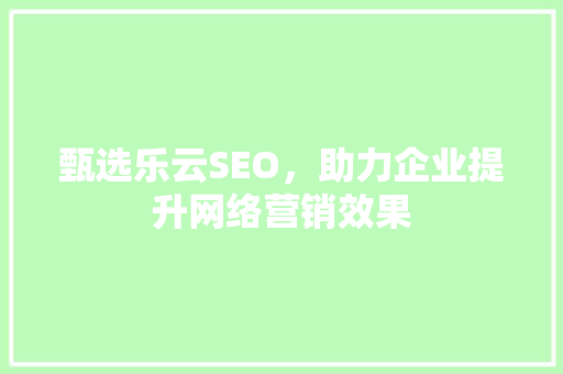 甄选乐云SEO，助力企业提升网络营销效果