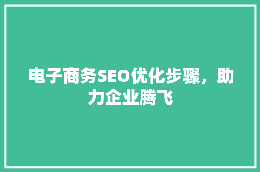 电子商务SEO优化步骤，助力企业腾飞
