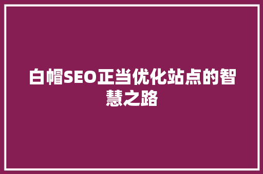 白帽SEO正当优化站点的智慧之路