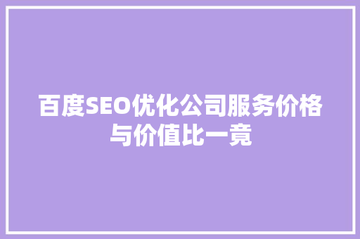 百度SEO优化公司服务价格与价值比一竟