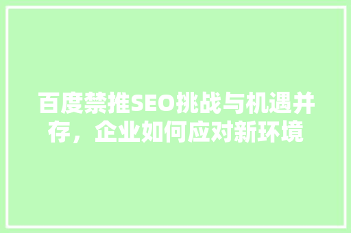百度禁推SEO挑战与机遇并存，企业如何应对新环境