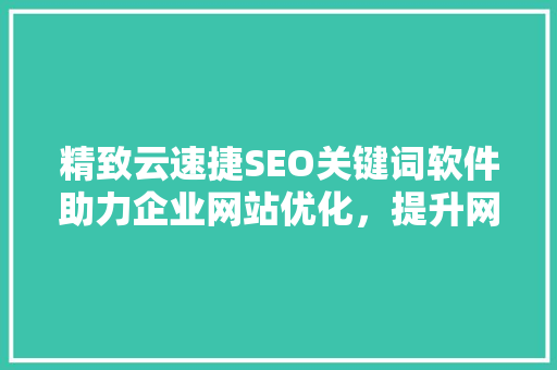 精致云速捷SEO关键词软件助力企业网站优化，提升网络竞争力