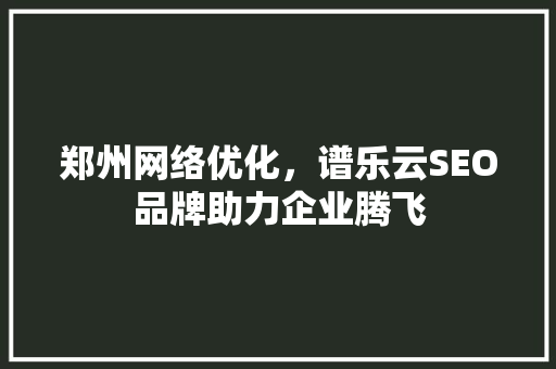 郑州网络优化，谱乐云SEO品牌助力企业腾飞