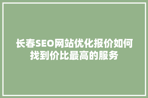 长春SEO网站优化报价如何找到价比最高的服务
