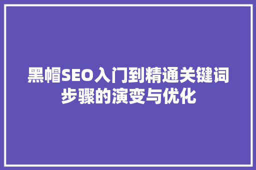 黑帽SEO入门到精通关键词步骤的演变与优化