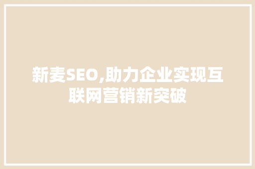 新麦SEO,助力企业实现互联网营销新突破