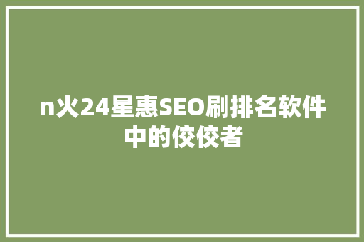 n火24星惠SEO刷排名软件中的佼佼者