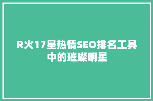 R火17星热情SEO排名工具中的璀璨明星