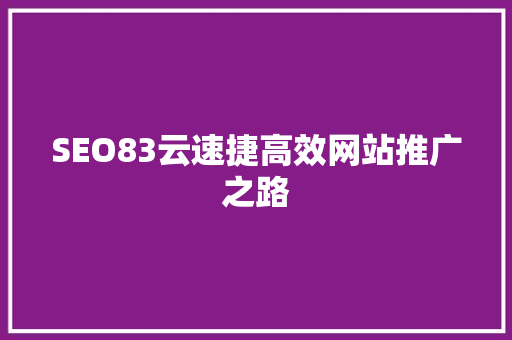 SEO83云速捷高效网站推广之路