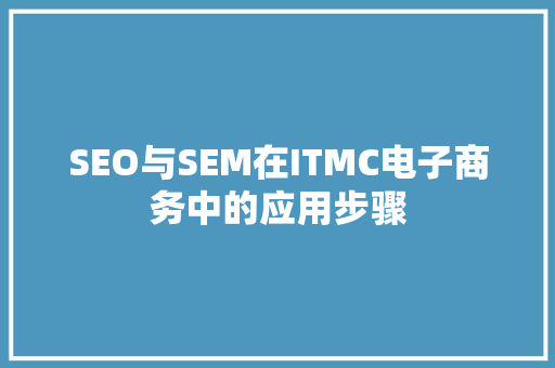 SEO与SEM在ITMC电子商务中的应用步骤