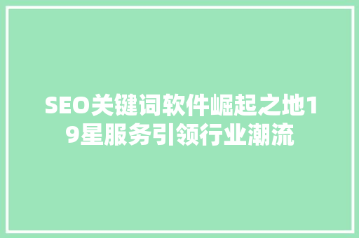 SEO关键词软件崛起之地19星服务引领行业潮流