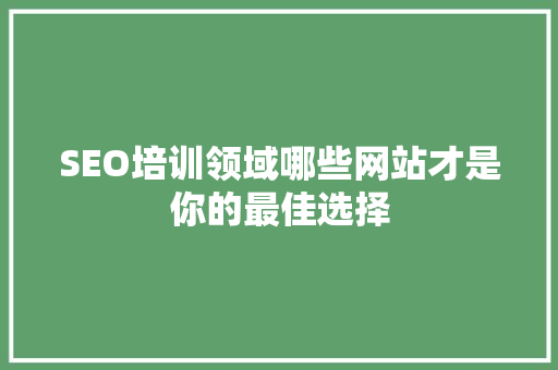 SEO培训领域哪些网站才是你的最佳选择