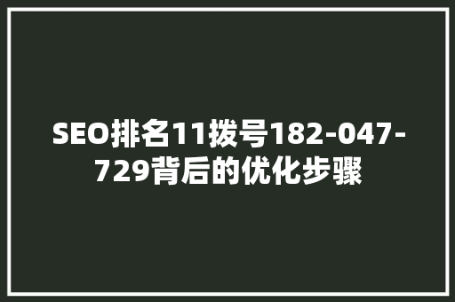 SEO排名11拨号182-047-729背后的优化步骤