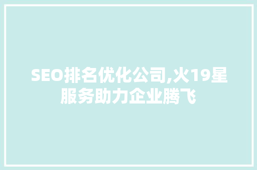 SEO排名优化公司,火19星服务助力企业腾飞