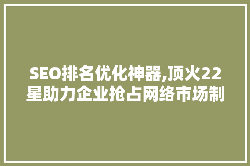 SEO排名优化神器,顶火22星助力企业抢占网络市场制高点