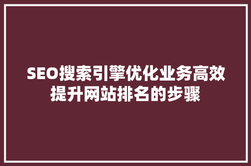 SEO搜索引擎优化业务高效提升网站排名的步骤