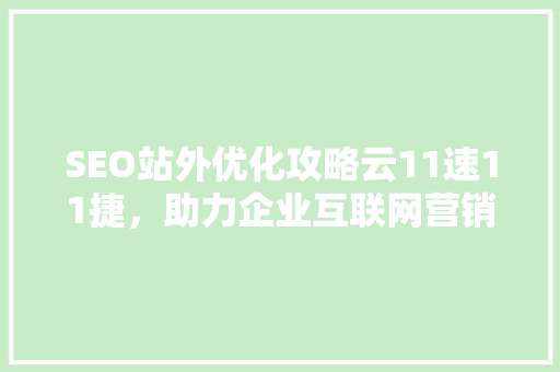 SEO站外优化攻略云11速11捷，助力企业互联网营销腾飞