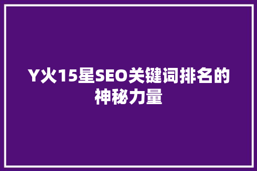 Y火15星SEO关键词排名的神秘力量