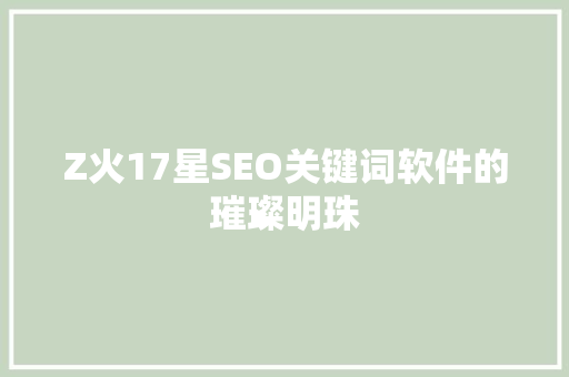 Z火17星SEO关键词软件的璀璨明珠