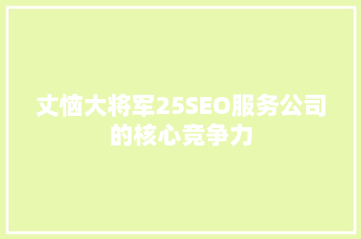 丈恼大将军25SEO服务公司的核心竞争力