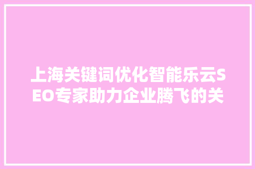 上海关键词优化智能乐云SEO专家助力企业腾飞的关键一环
