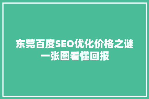 东莞百度SEO优化价格之谜一张图看懂回报
